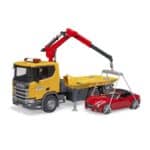 BRUDER 03552 SCANIA SUPER 560R TOW TRUCK WITH LIGHT  SOUND MODULE AND ROADSTER