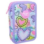 COOLPACK JUMBER 2 DOUBLE DECKER PENCIL CASE WITH EQUIPMENT -PASTEL HEART 066832