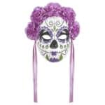 WIDMANN - PURPLE DIA DE LOS MUERTOS MASK WITH RIBBONS 291-04786