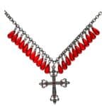 WIDMANN - RED GOTHIC CROSS NECKLACE WITH DROPS