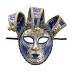 BLUE JOLLY MASK WITH BELLS AND DAMAS 369-01362