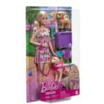 BARBIE DOLL WITH A TOY PUP AND DOG IN A WHEELCHAIR HTK37