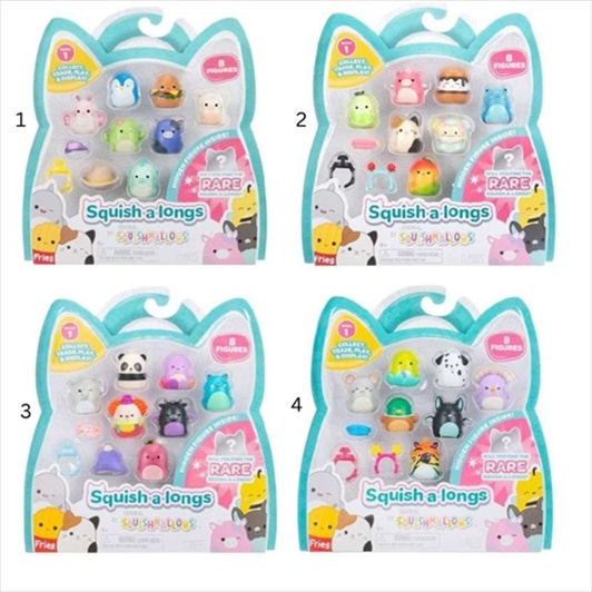 SQUISHMALLOWS SQUISH-A-LONGS - BLIND KEYCHAIN-CASE 8 POSITIONS WITH 3 FIGURES JWSL0077