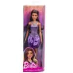 BARBIE FASHIONISTAS -  BROWN HAIR WITH SEQUINED PURPLE DRESS HYT92
