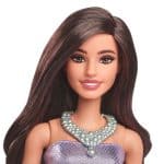 BARBIE FASHIONISTAS -  BROWN HAIR WITH SEQUINED PURPLE DRESS HYT92 - Image 3