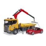 BRUDER 03552 SCANIA SUPER 560R TOW TRUCK WITH LIGHT  SOUND MODULE AND ROADSTER