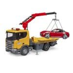 BRUDER 03552 SCANIA SUPER 560R TOW TRUCK WITH LIGHT  SOUND MODULE AND ROADSTER - Image 2