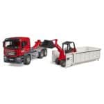BRUDER MAN TGS TRUCK WITH ROLL-OFF CONTAINER AND SCHAFFER YARD LOADER 03767 - Image 3