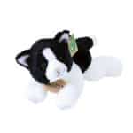 RAPPA PLUSH CAT WHITE-BLACK LYING 16 CM. ECO-FRIENDLY 203402