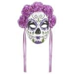 WIDMANN - PURPLE DIA DE LOS MUERTOS MASK WITH RIBBONS 291-04786