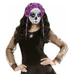 WIDMANN - PURPLE DIA DE LOS MUERTOS MASK WITH RIBBONS 291-04786 - Image 2