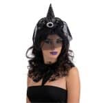 BLACK SATIN MINI HAT WITH BUCKLE AND VEIL 369-03995 - Image 2
