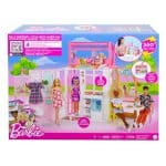 BARBIE DOLLHOUSE WITH 2 LEVELS  4 PLAY AREAS HCD47