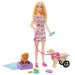 BARBIE DOLL WITH A TOY PUP AND DOG IN A WHEELCHAIR HTK37 - Image 2