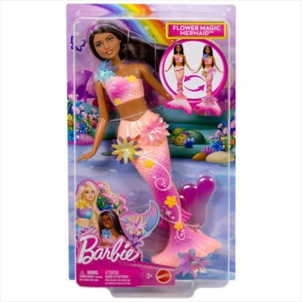 BARBIE FLOWER MAGIC MERMAID DOLL - BROWN HAIR JDM73