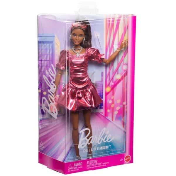 BARBIE DELUXE STYLE METALLICS -   CORAL PINK DRESS WITH BUBBLE JFP41