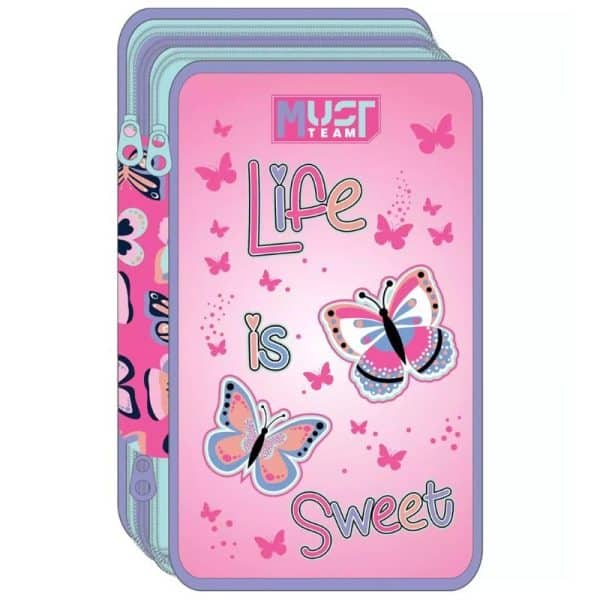 MUST TRIPLE DECKER PENCIL CASE FILLED LIFE IS SWEET 12X6X19.5CM 586735