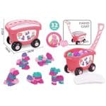 HANDCART SORAGE BOX WITH 32PCS SOFT RUBBER BUILDING BLOCKS PINK - Image 2