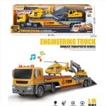 1:16 LIGHT MUSIC INERTIA EUROPEAN TRAILER WITH 2 SLIDING HELICOPTERS EXCAVATORS - Image 2