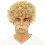 PTIT CLOWN WIG CURLY HAIR AND MOUSTACHE - BLOND 81186