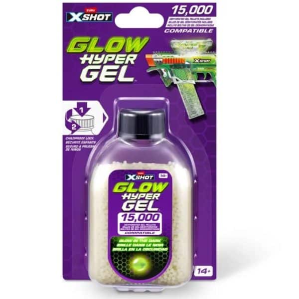 ZURU X-SHOT HYPER GEL GLOW IN THE DARK 1500PK REFILL DARTS 36785