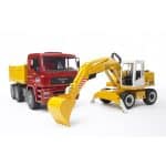 BRUDER 02751 HEAVY DUTY TRUCKS MAN WITH EXCAVATORS LIEBHERR