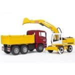 BRUDER 02751 HEAVY DUTY TRUCKS MAN WITH EXCAVATORS LIEBHERR - Image 2