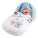 LLORENS BABY LIAM SMILES WITH SLEEPING BAG- CRYING DOLL 38CM 63805