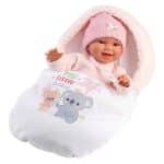 LLORENS BABY CHLOE SMILES WITH SLEEPING BAG - CRYING DOLL 38CM 63806