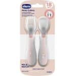 CHICCO BABY CUTLERY SET METAL FORK  SPOON PINK F05-16102-15