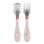 CHICCO BABY CUTLERY SET METAL FORK  SPOON PINK F05-16102-15 - Image 2