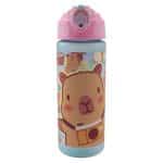 GIM PLASTIC WATER BOTTLE WITH STRAW CAPYBARA 600ML 550-13217