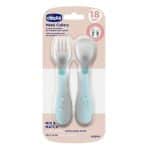 CHICCO BABY CUTLERY SET METAL FORK  SPOON TEAL F05-16102-25