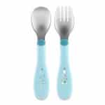 CHICCO BABY CUTLERY SET METAL FORK  SPOON TEAL F05-16102-25 - Image 2